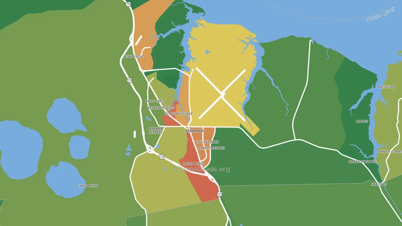 Havelock, NC Map of Theft Rates