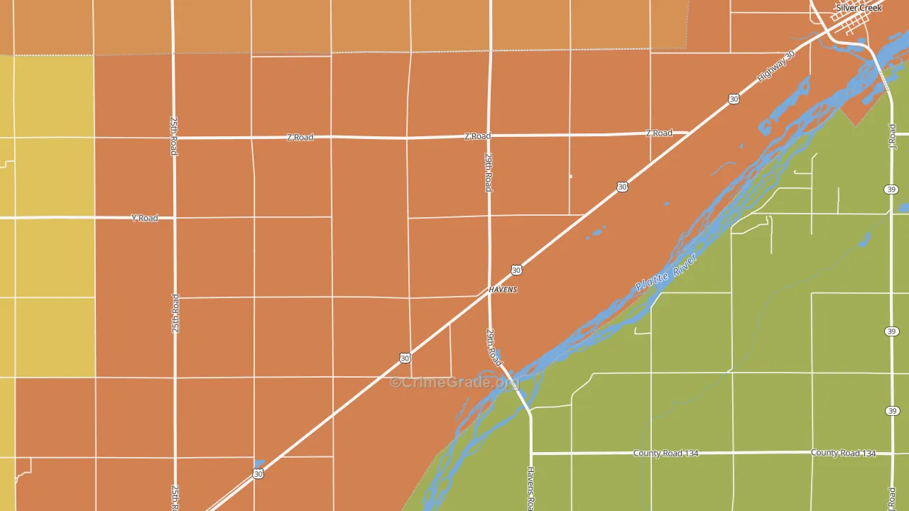 Havens, NE Map of Theft Rates