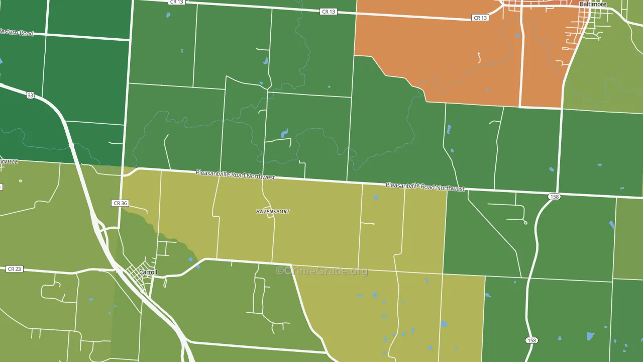 Havensport, OH Map of Theft Rates