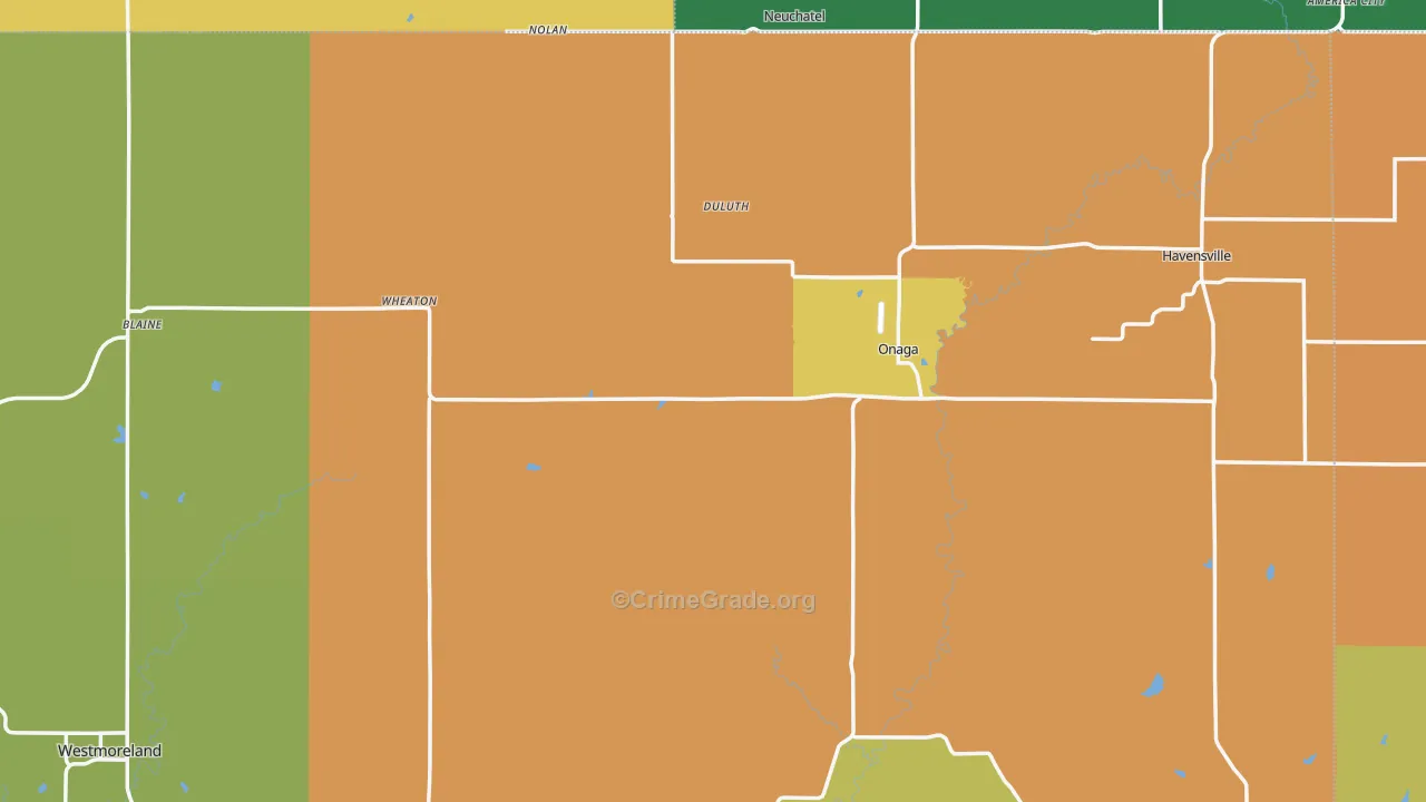 Havensville, KS Map of Theft Rates