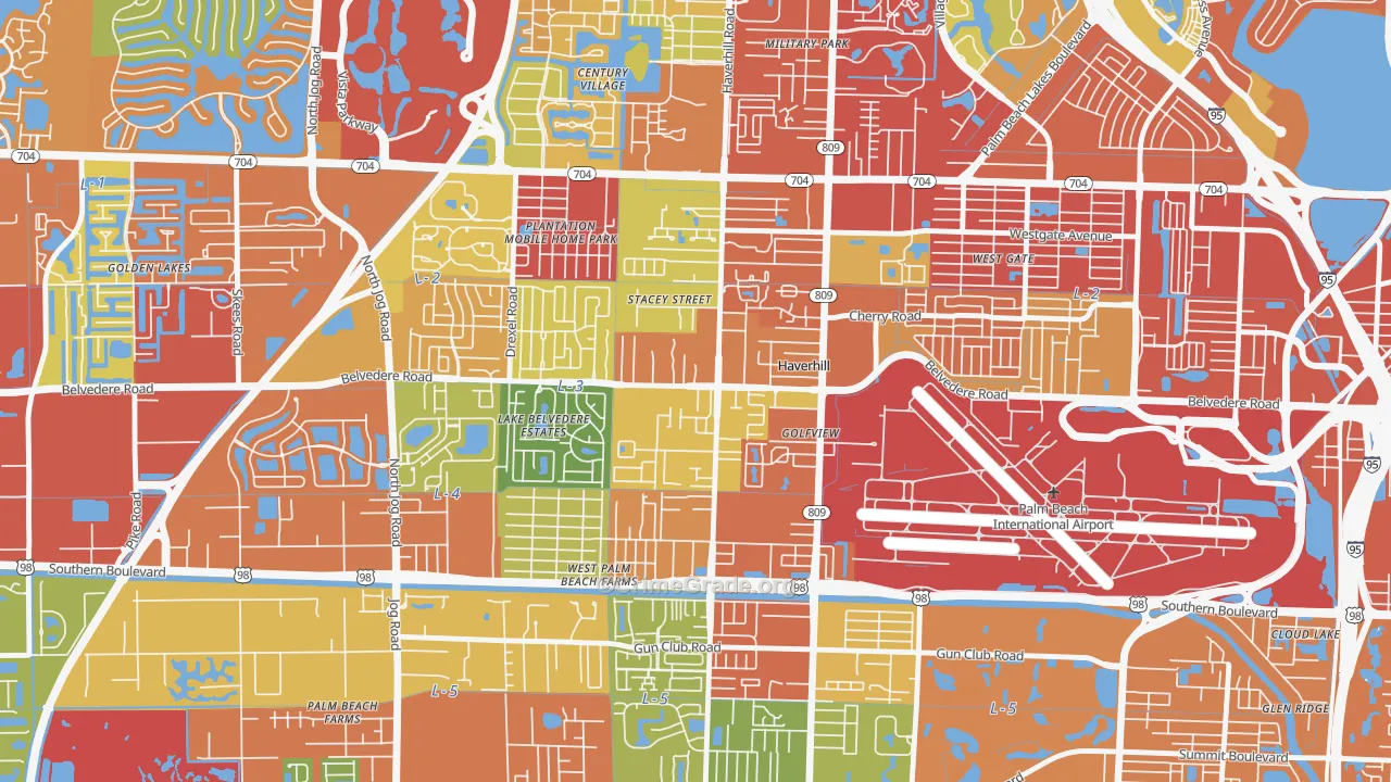 Haverhill, FL Map of Theft Rates