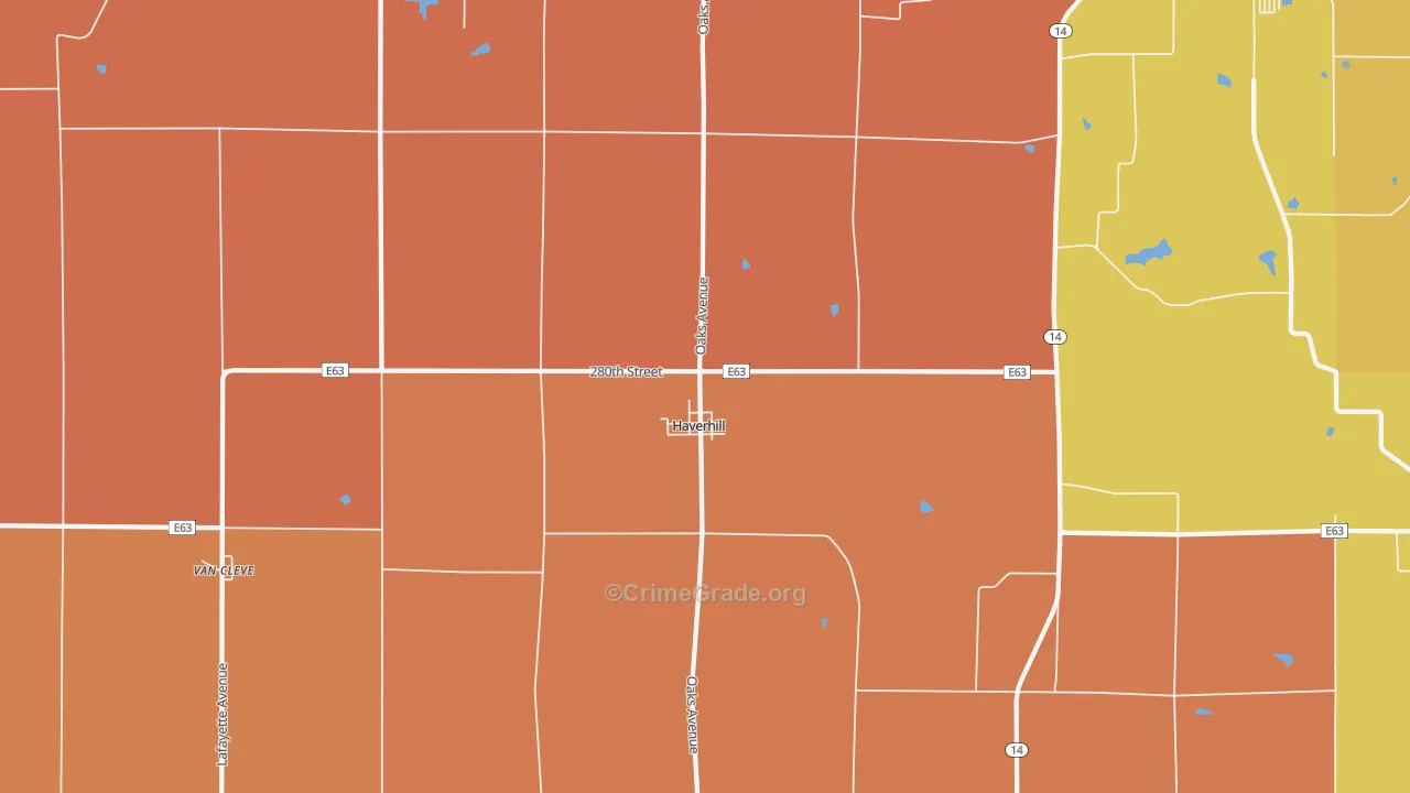Haverhill, IA Map of Theft Rates