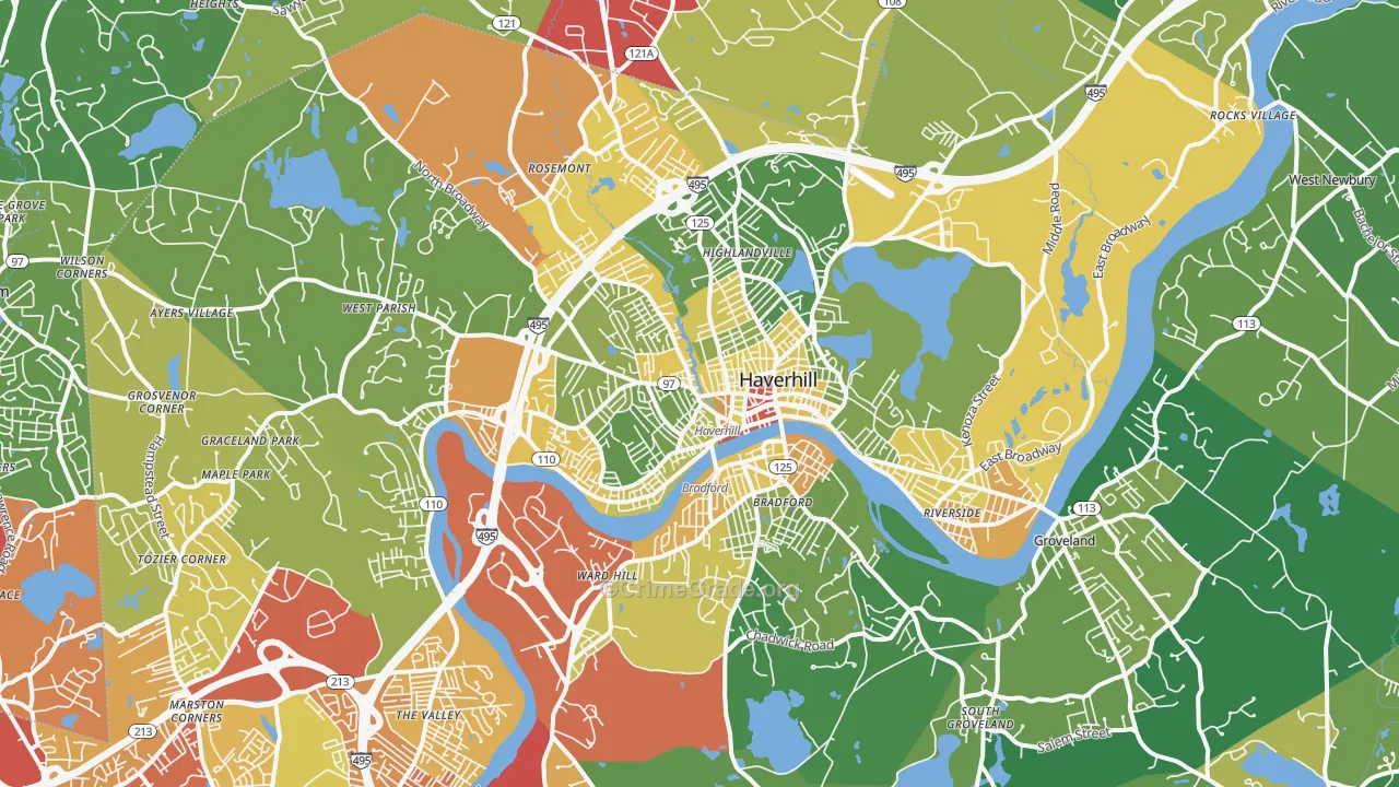 Haverhill, MA Map of Theft Rates