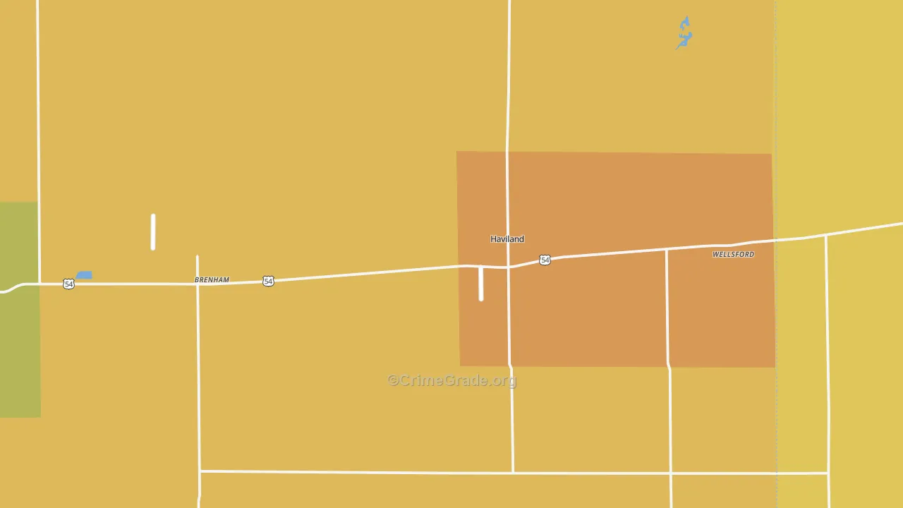Haviland, KS Map of Theft Rates