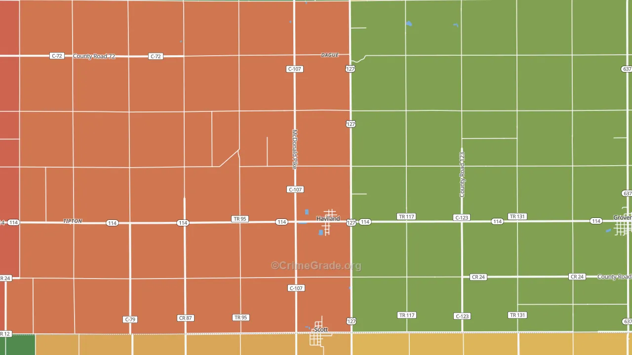 Haviland, OH Map of Theft Rates