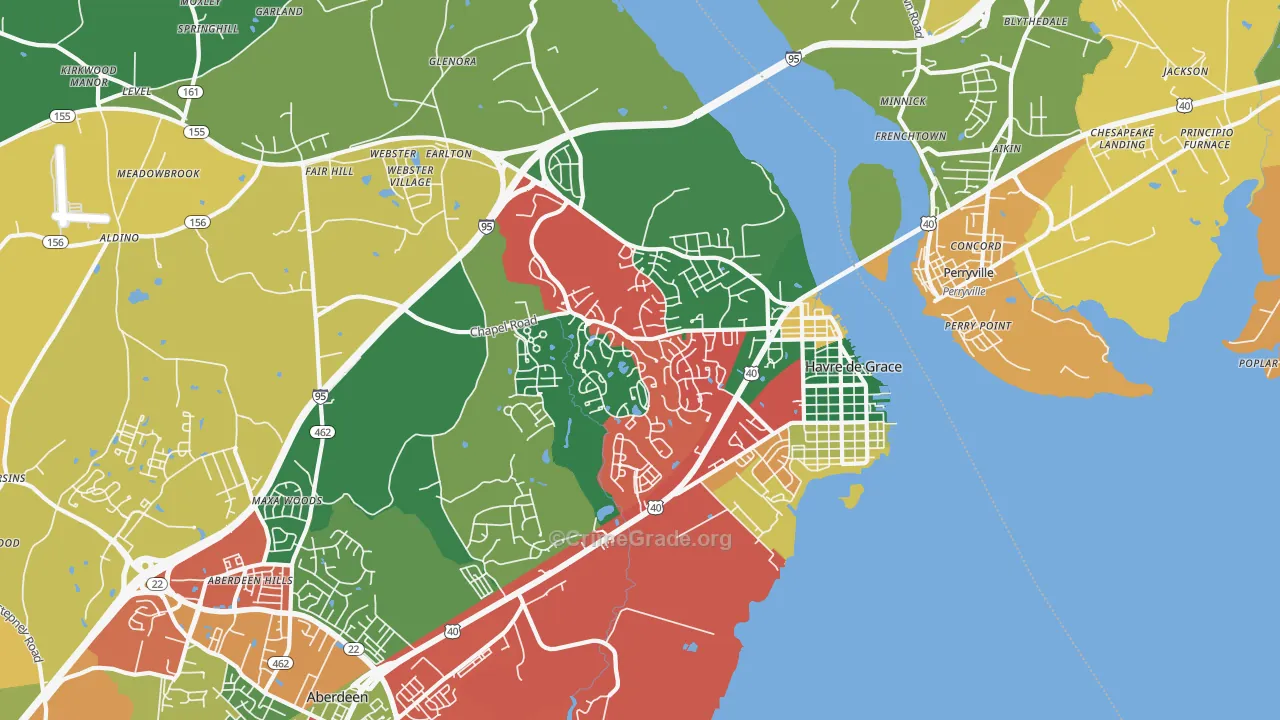 Havre de Grace, MD Map of Theft Rates