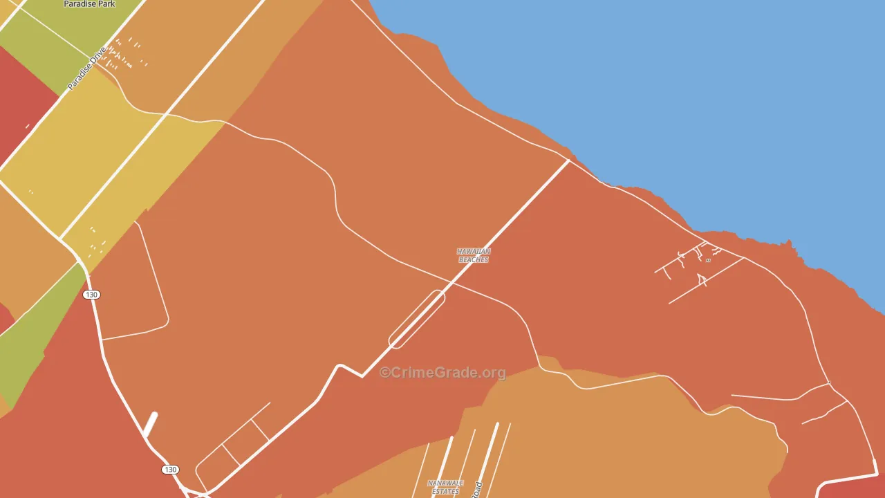 Hawaiian Beaches, HI Map of Theft Rates