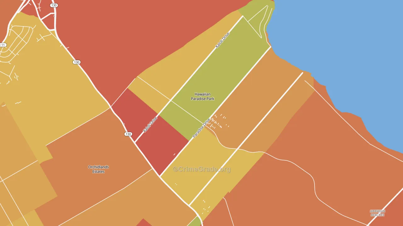 Hawaiian Paradise Park, HI Map of Theft Rates