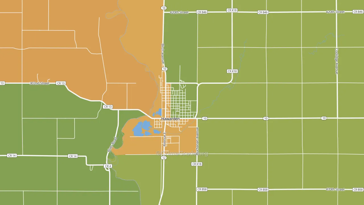 Hawarden, IA Map of Theft Rates