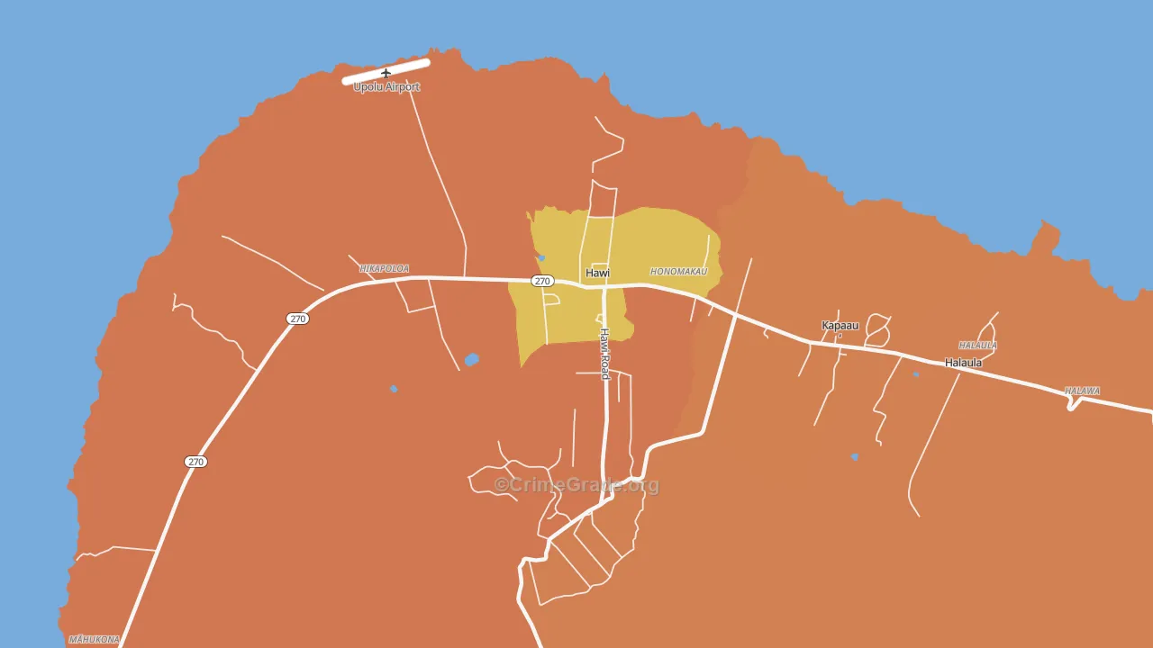 Hawi, HI Map of Theft Rates
