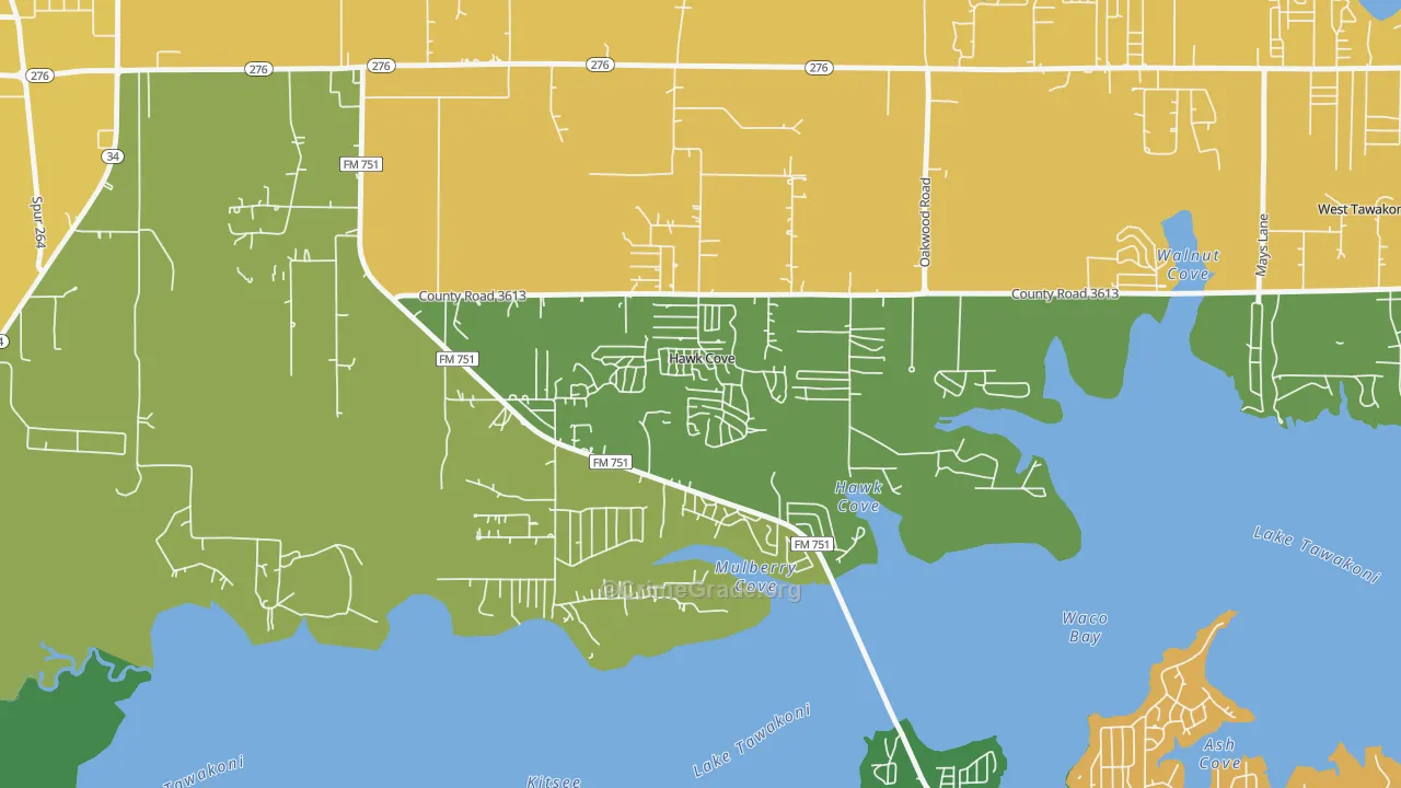 Hawk Cove, TX Map of Theft Rates