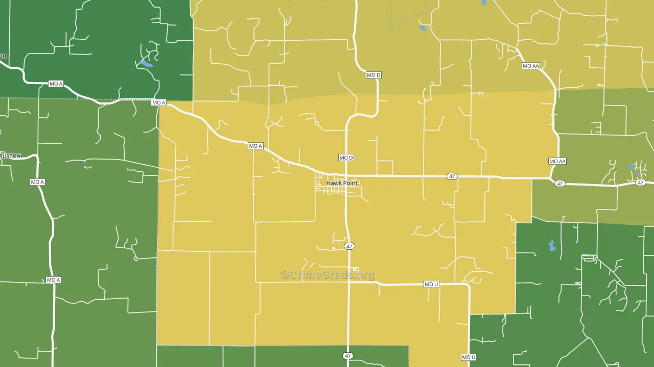Hawk Point, MO Map of Theft Rates