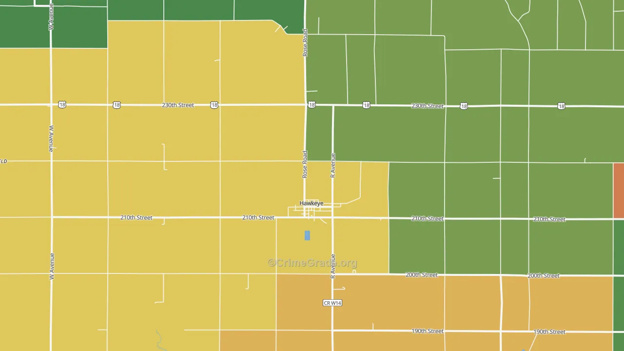 Hawkeye, IA Map of Theft Rates