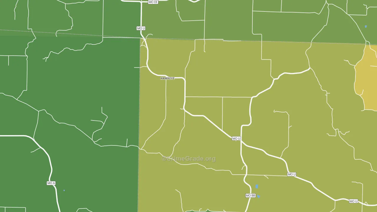 Hawkeye, MO Map of Theft Rates