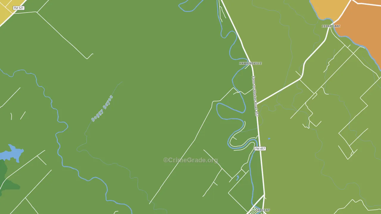 Hawkinsville, TX Map of Theft Rates