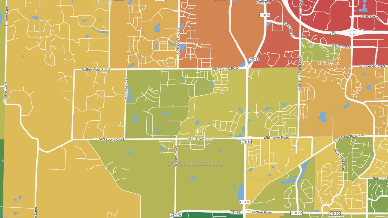 Hawk's Landing, Verona, WI Map of Theft Rates
