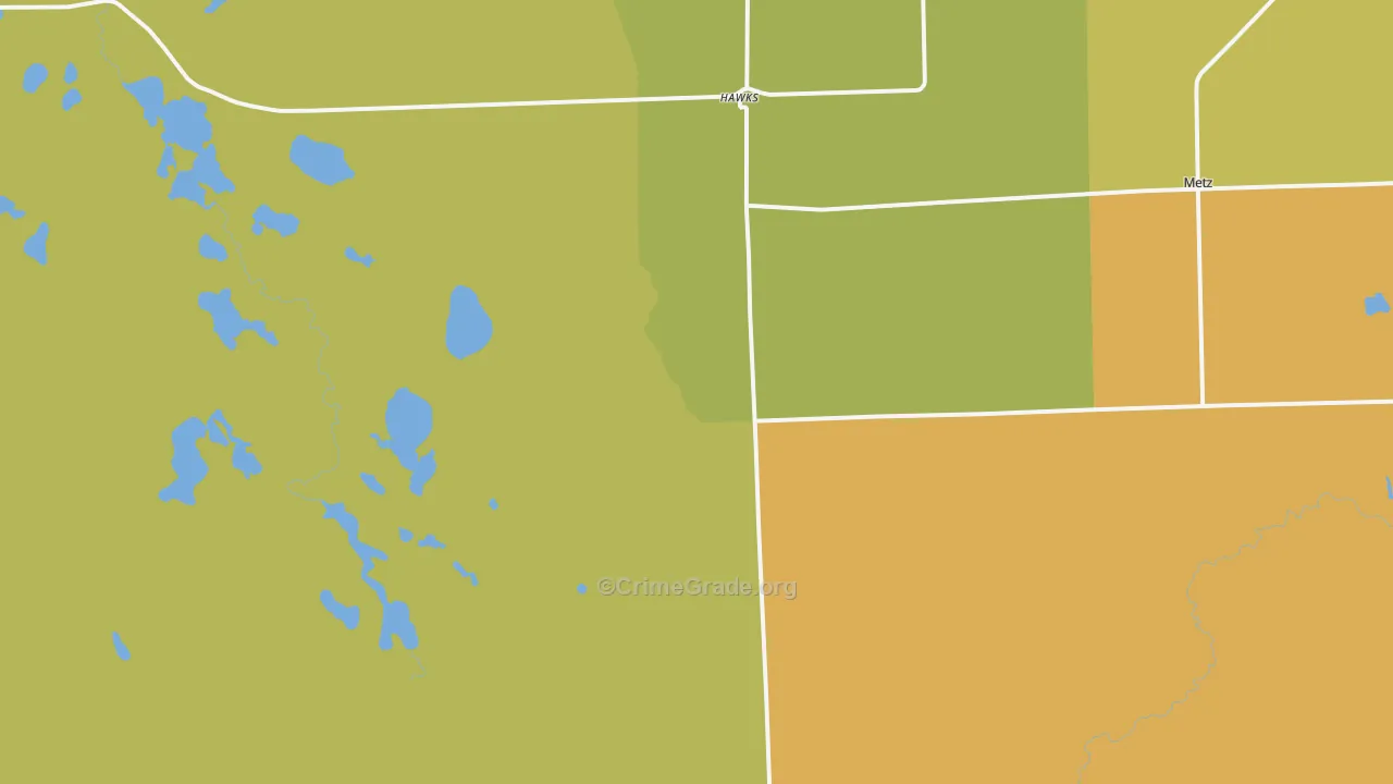 Hawks, MI Map of Theft Rates