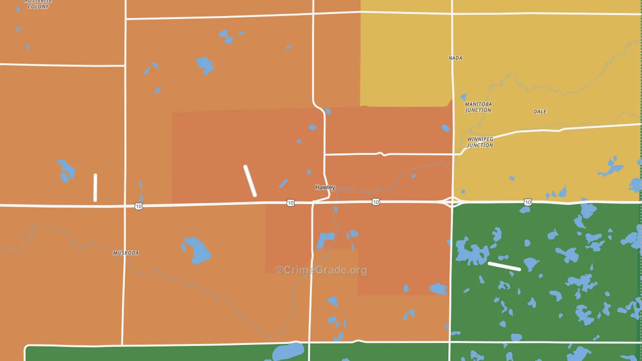 Hawley, MN Map of Theft Rates