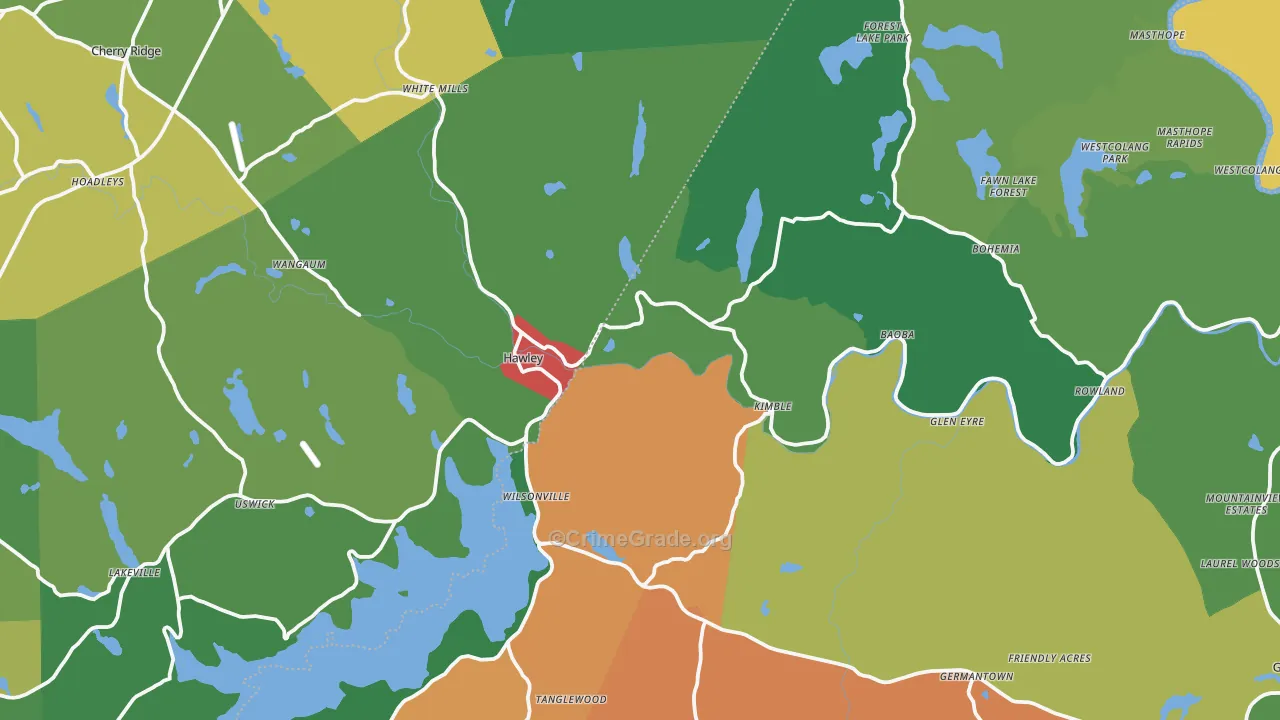 Hawley, PA Map of Theft Rates