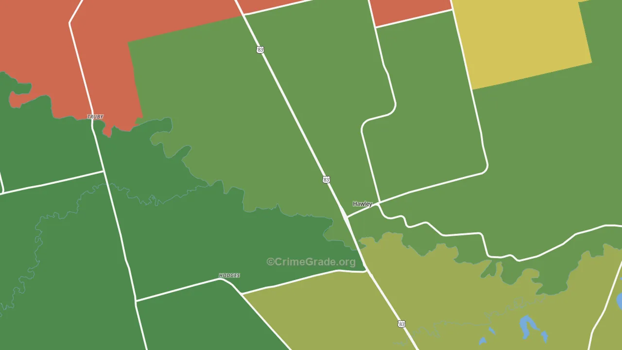 Hawley, TX Map of Theft Rates