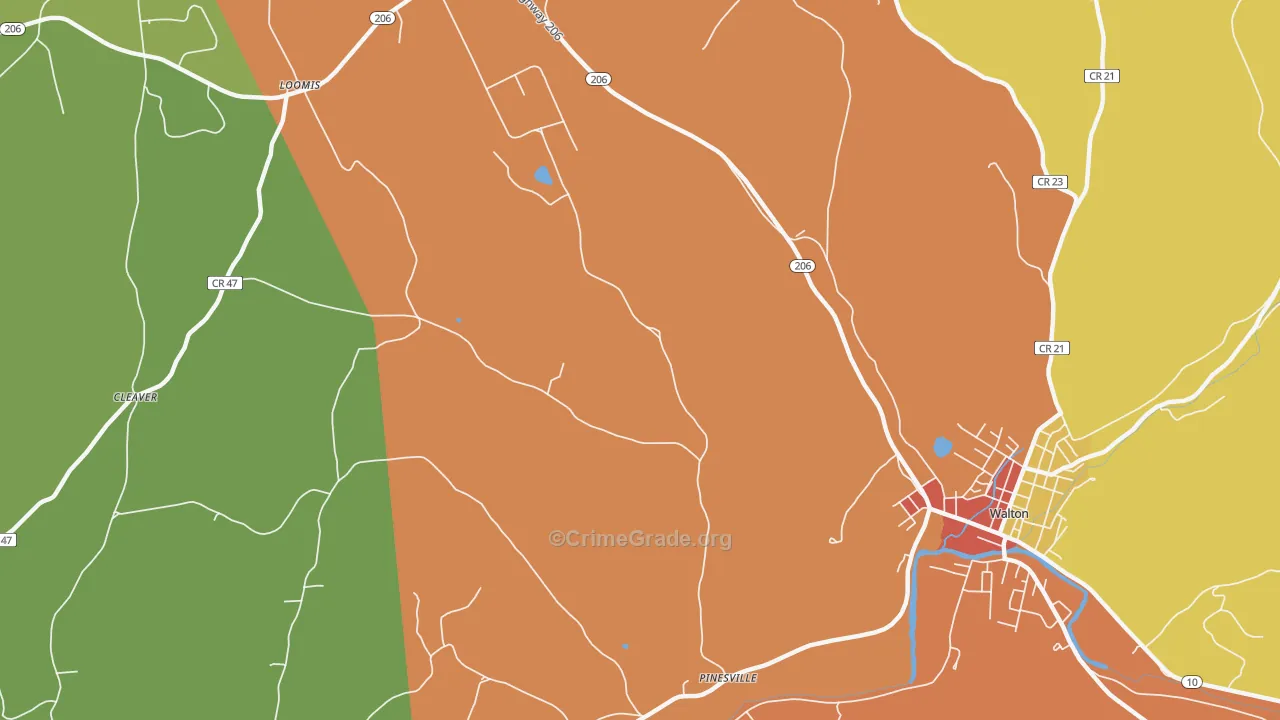 Hawleys, NY Map of Theft Rates