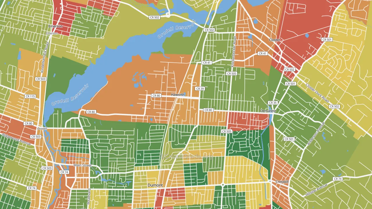 Haworth, NJ Map of Theft Rates