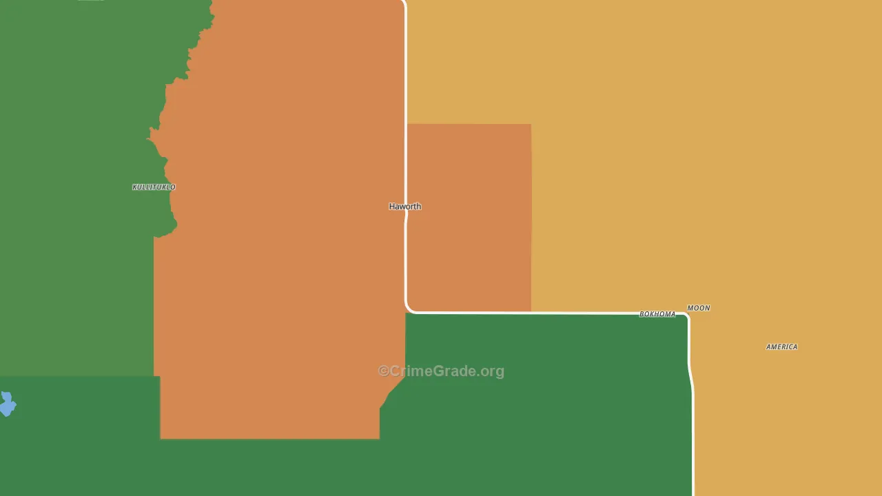 Haworth, OK Map of Theft Rates
