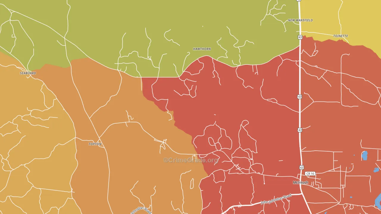 Hawthorn, AL Map of Theft Rates