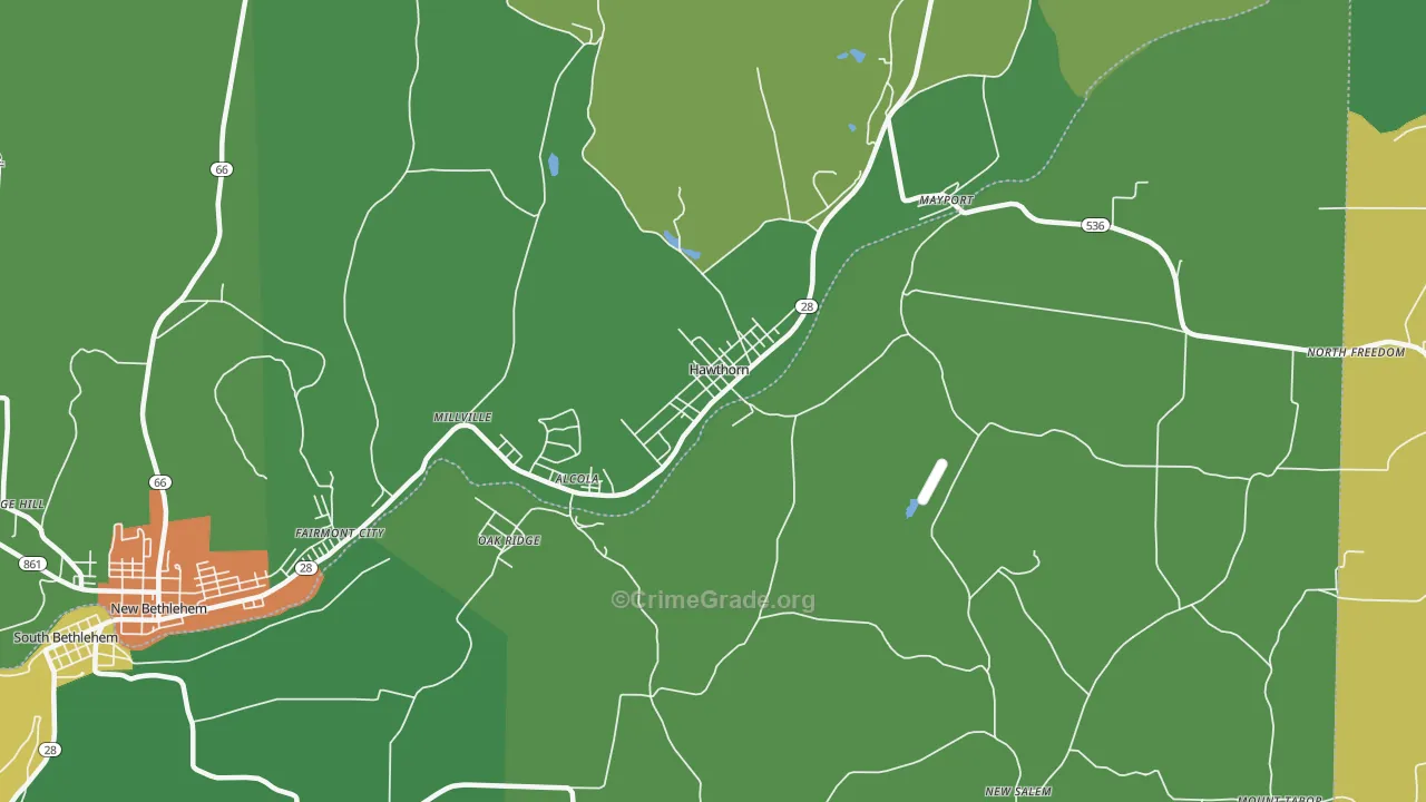 Hawthorn, PA Map of Theft Rates