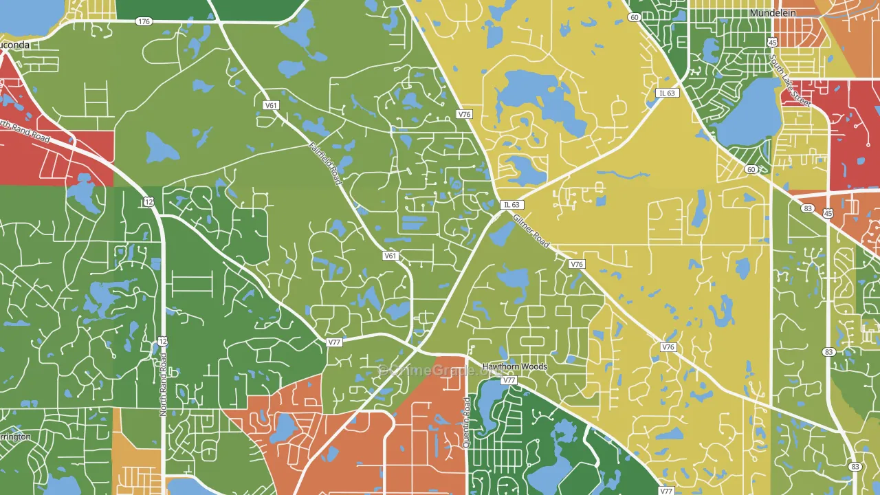 Hawthorn Woods, IL Map of Theft Rates