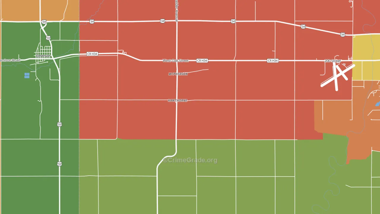 Hawthorne, IA Map of Theft Rates