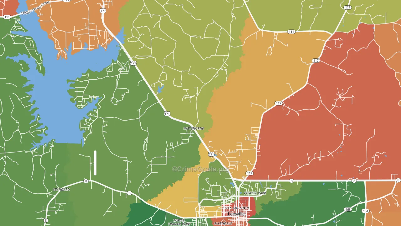 Hawthorne, LA Map of Theft Rates