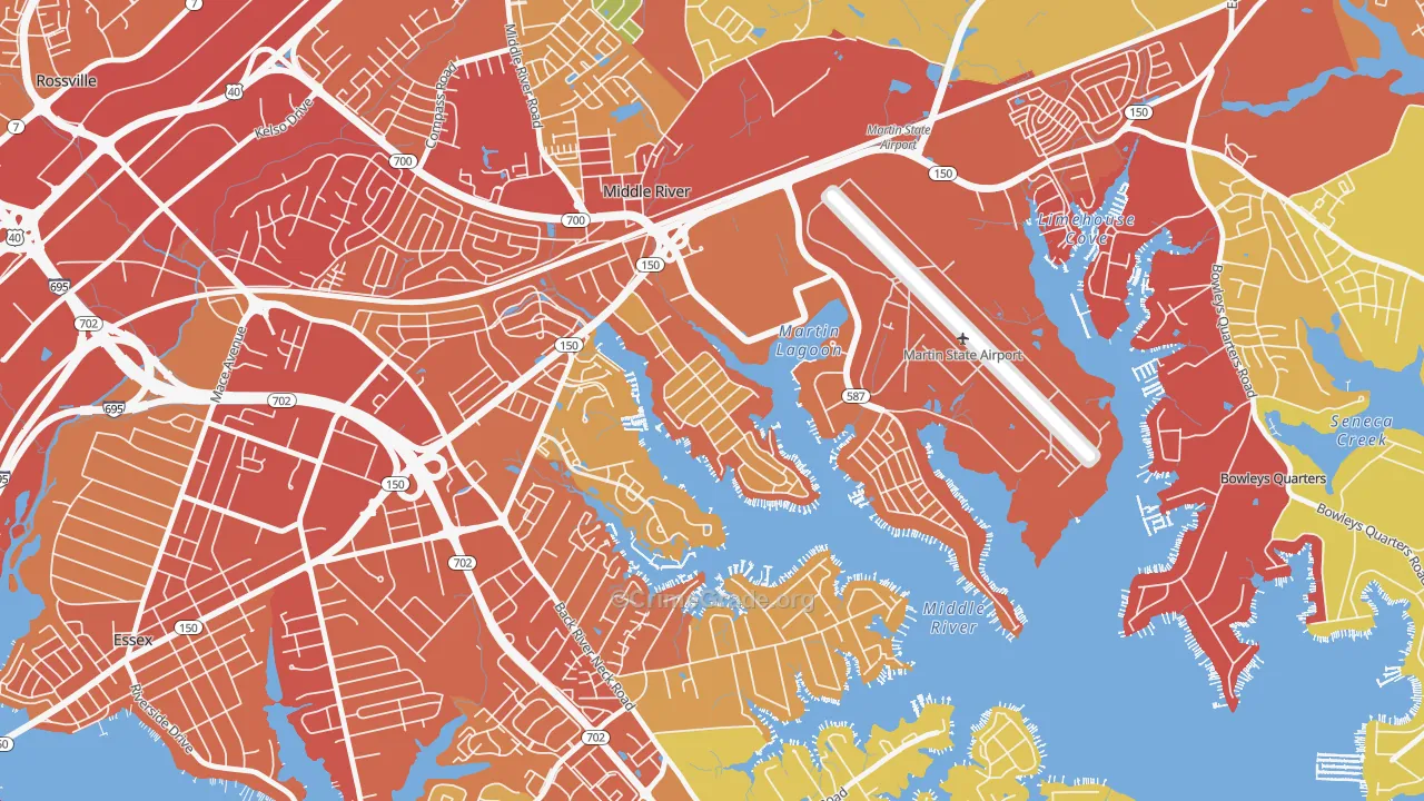 Hawthorne, Middle River, MD Map of Theft Rates