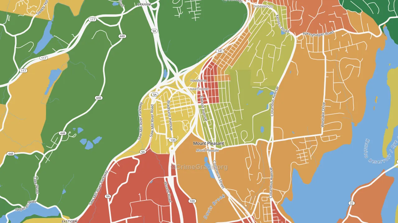 Hawthorne, NY Map of Theft Rates