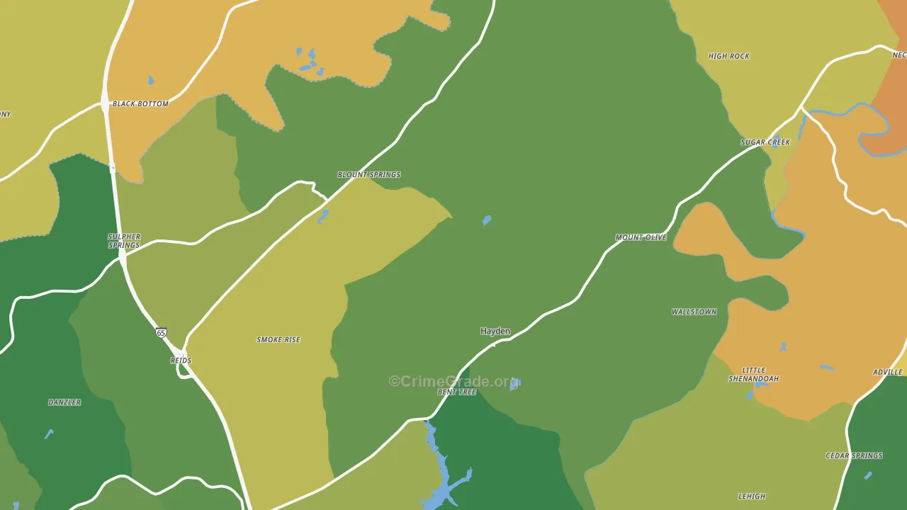 Hayden, AL Map of Theft Rates