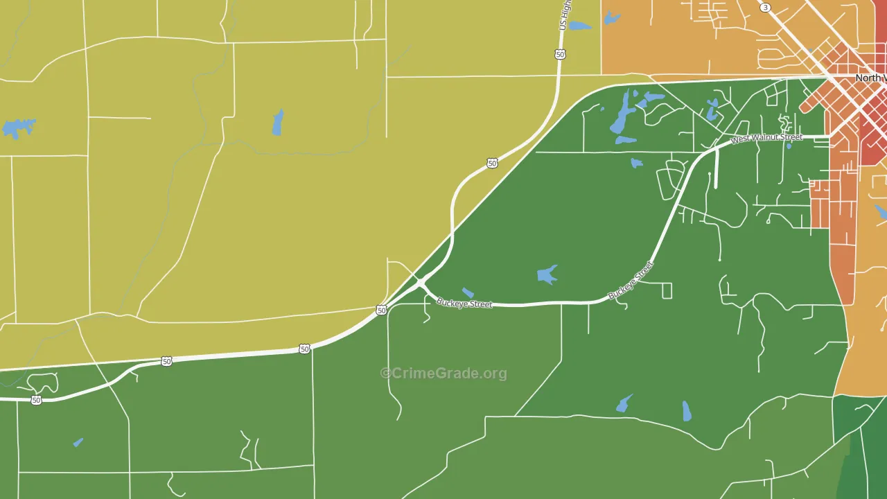 Hayden, IN Map of Theft Rates