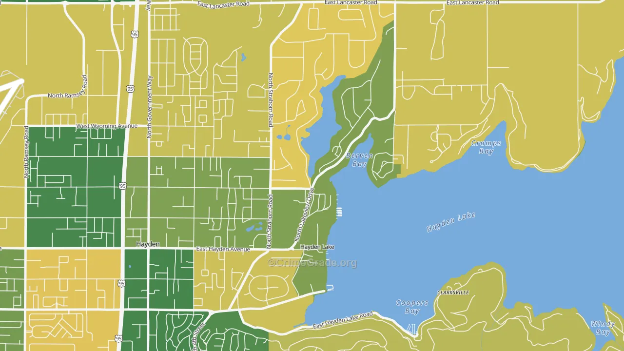 Hayden Lake, ID Map of Theft Rates