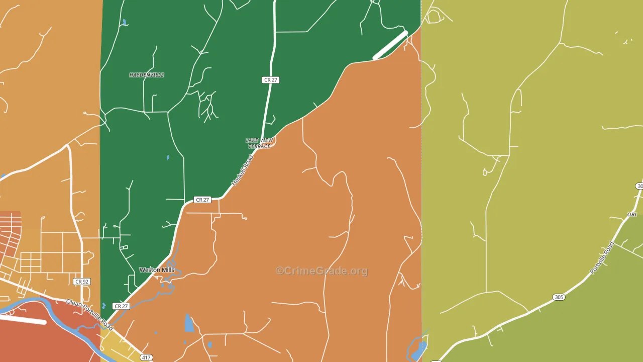 Haydenville, NY Map of Theft Rates