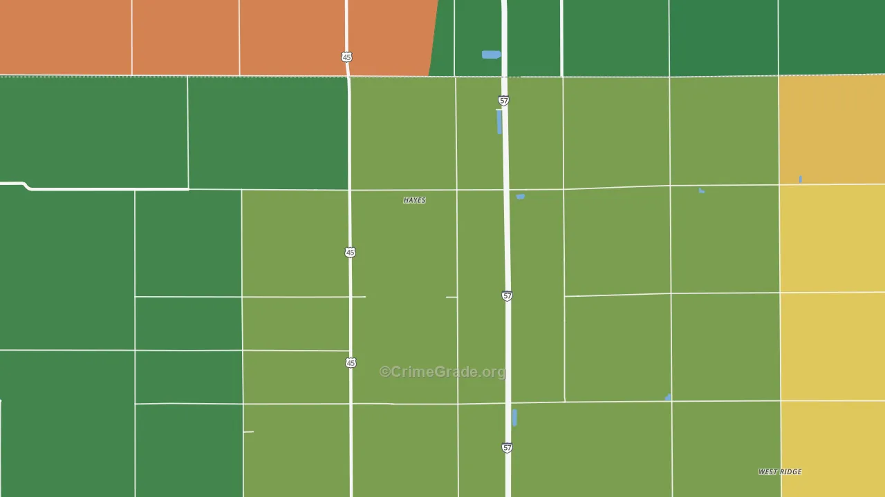 Hayes, IL Map of Theft Rates