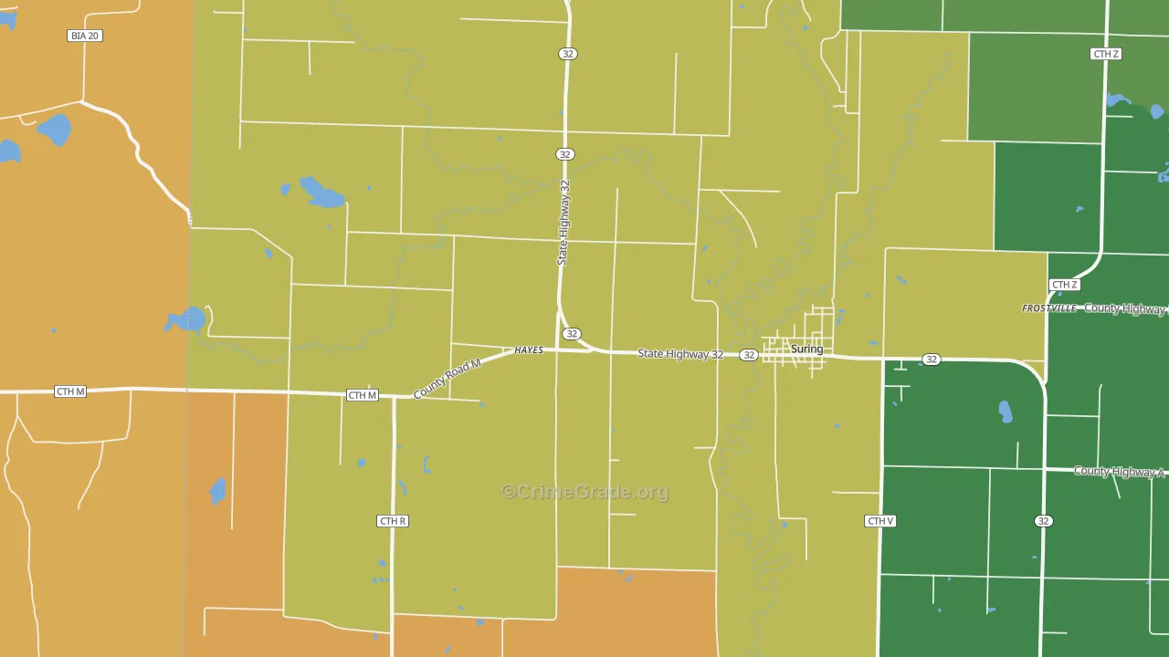 Hayes, WI Map of Theft Rates