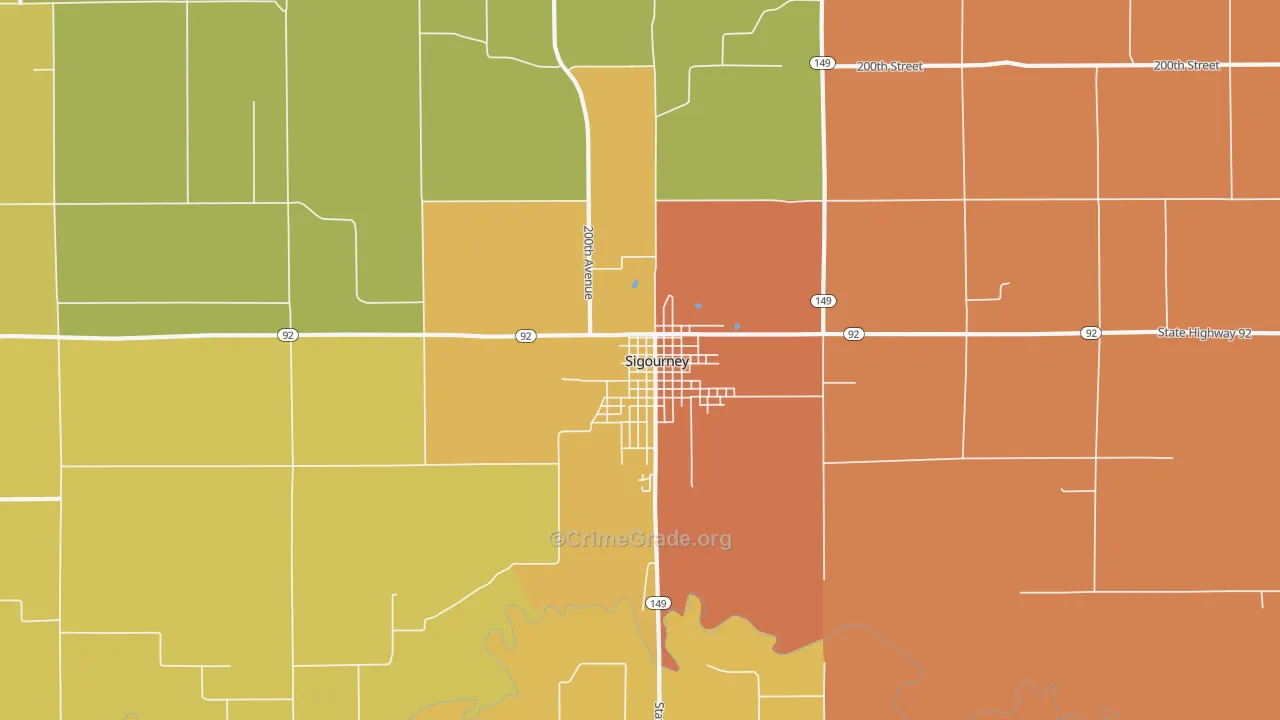 Hayesville, IA Map of Theft Rates