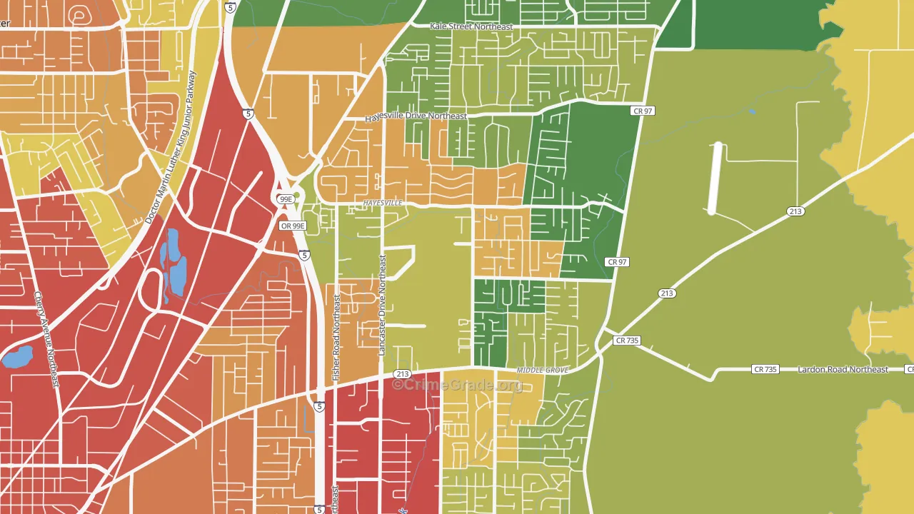 Hayesville, OR Map of Theft Rates