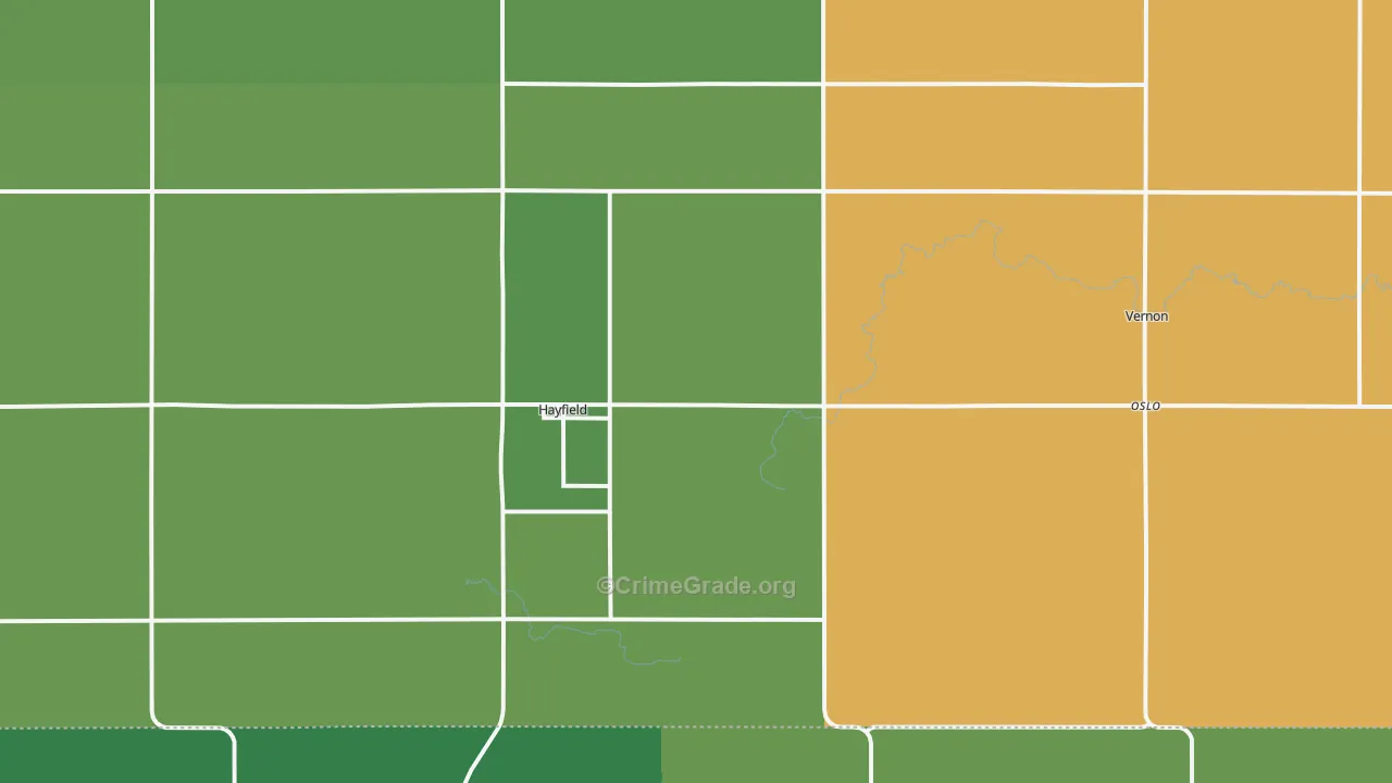 Hayfield, MN Map of Theft Rates