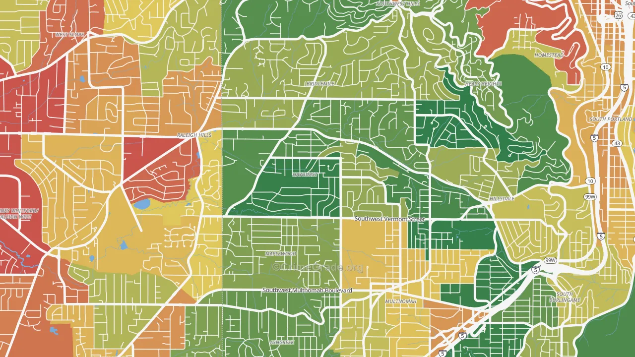 Hayhurst, Portland, OR Map of Theft Rates