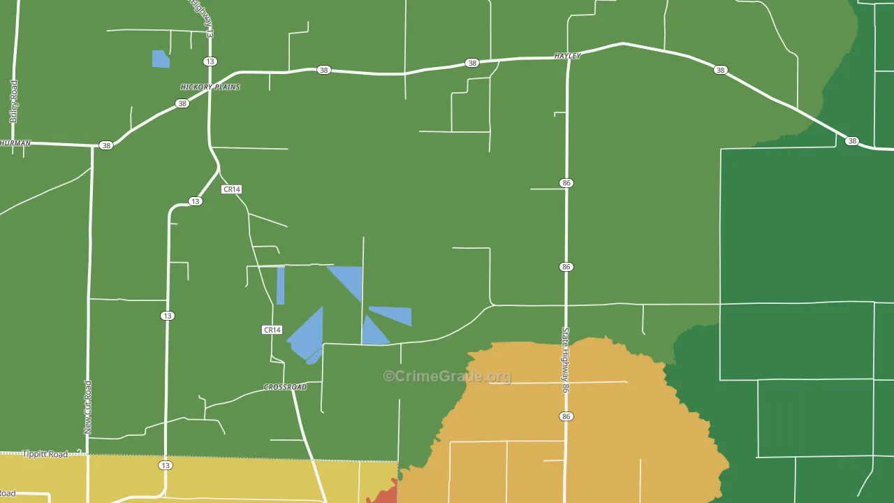 Hayley, AR Map of Theft Rates