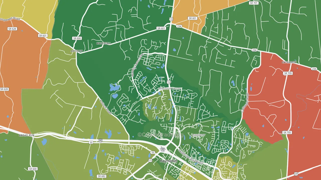 Haymarket, VA Map of Theft Rates