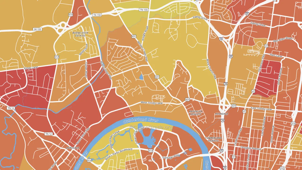 Haynes Area, Nashville, TN Map of Theft Rates