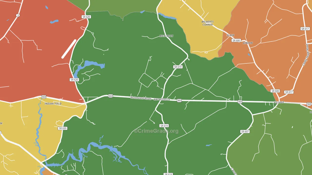 Haynesville, VA Map of Theft Rates