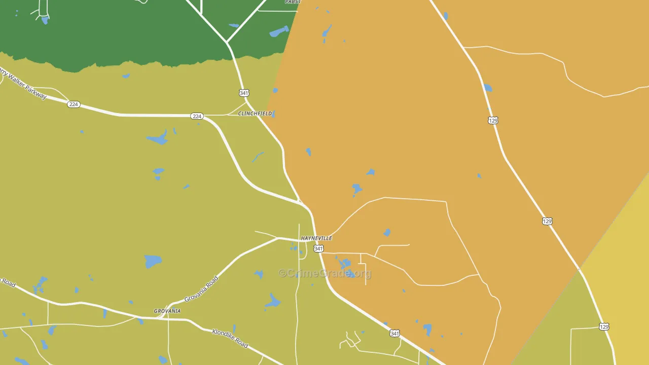 Hayneville, GA Map of Theft Rates