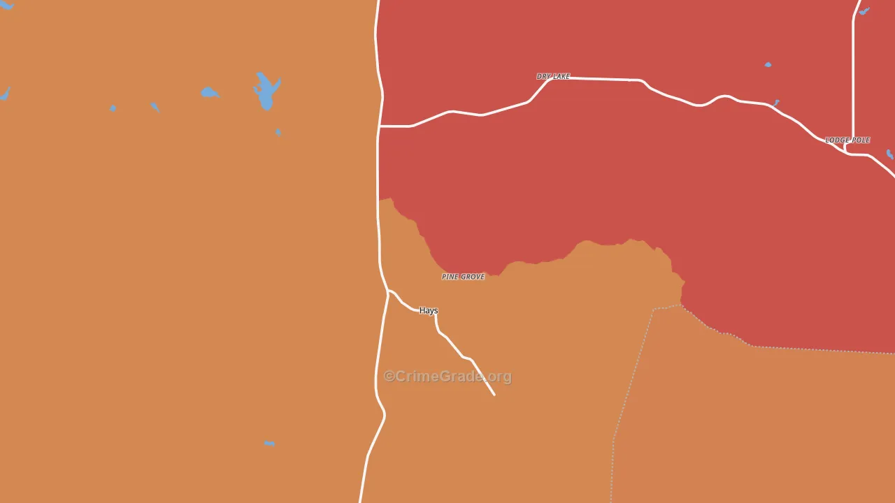Hays, MT Map of Theft Rates